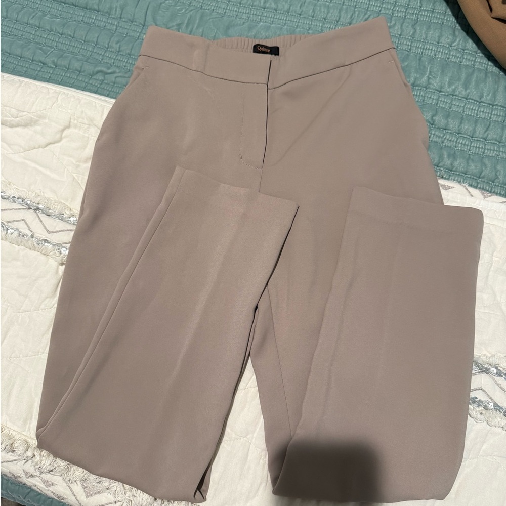 Quince Straight Leg Crepe Pants in Morel